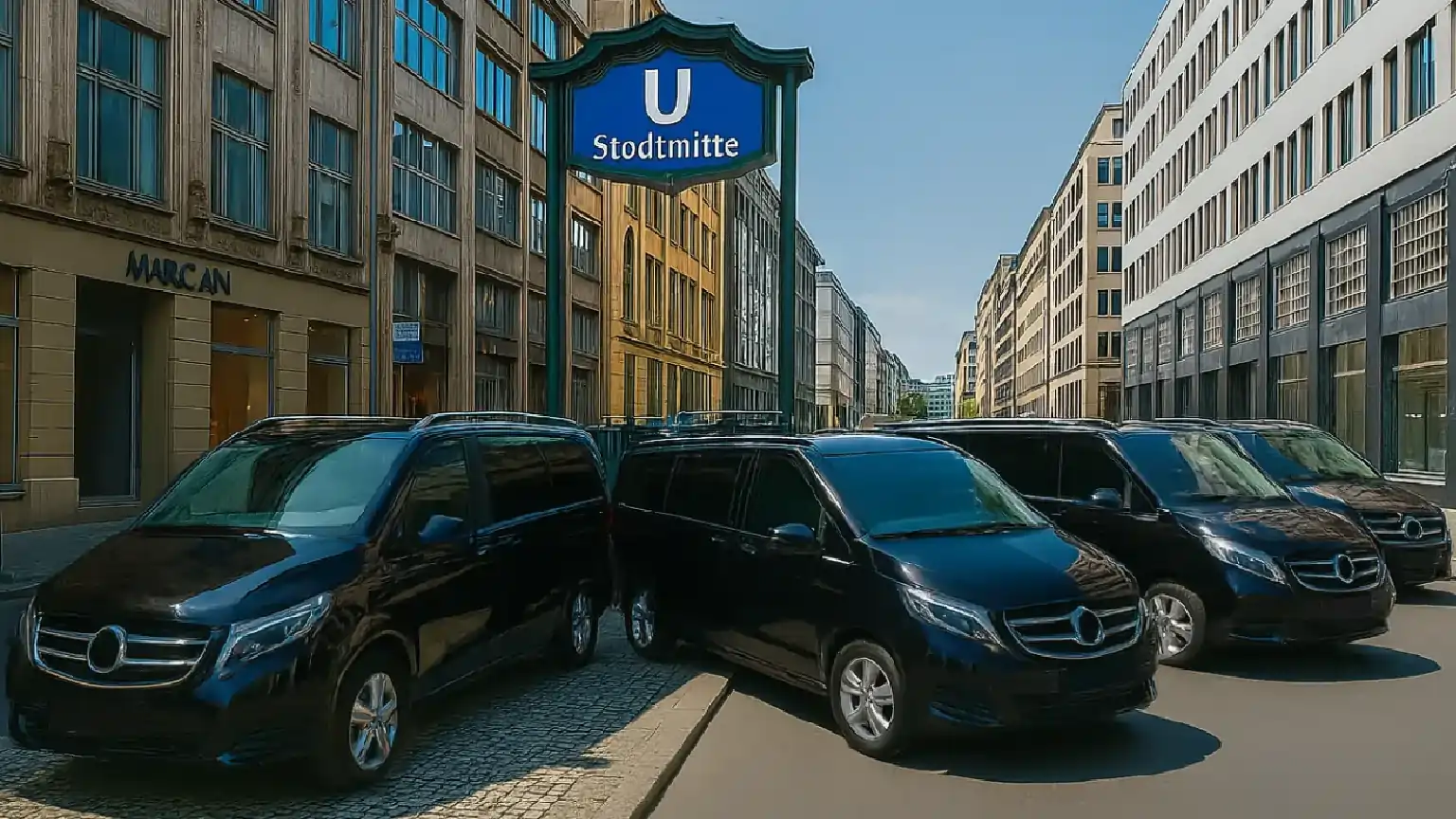 Black Mercedes MPVs for transfers across Berlin from address to address