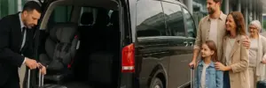 Driver helps load luggage into an MPV