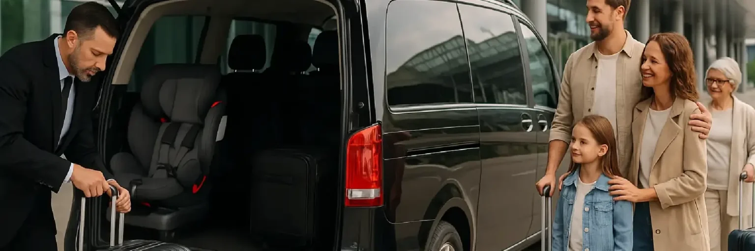 Fahrer hilft beim Verladen des Gepäcks in den Minivan