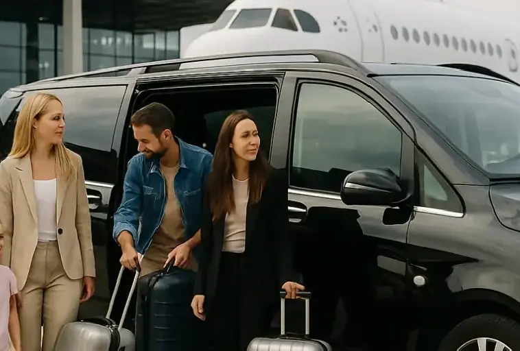 Passengers arriving at Berlin Brandenburg Airport (BER) for a trusted MPV transfer service in Berlin