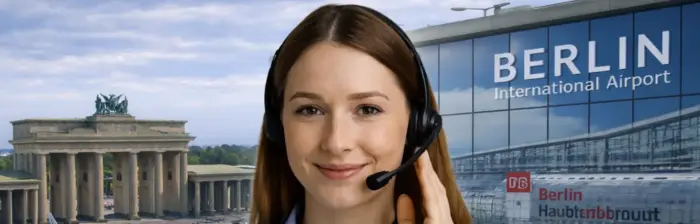 Online booking manager with a view of Berlin and BER Airport